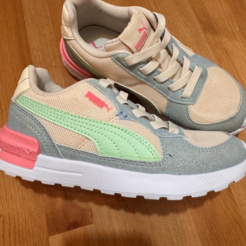 Puma Kids Sneakers - Cream, Mint Green, and Pink